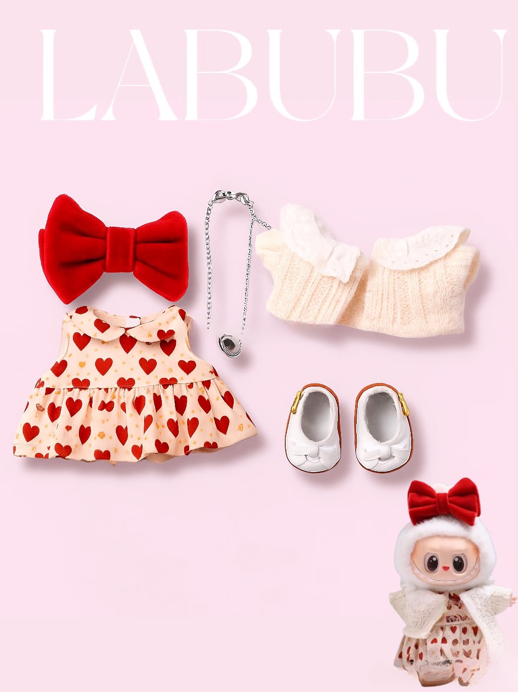 Designed for Labuu Clothes, Adorable Chic Dress Set for 17cm Labuu Dolls, Doll Clothes for Labuu Accessories (NO Doll)