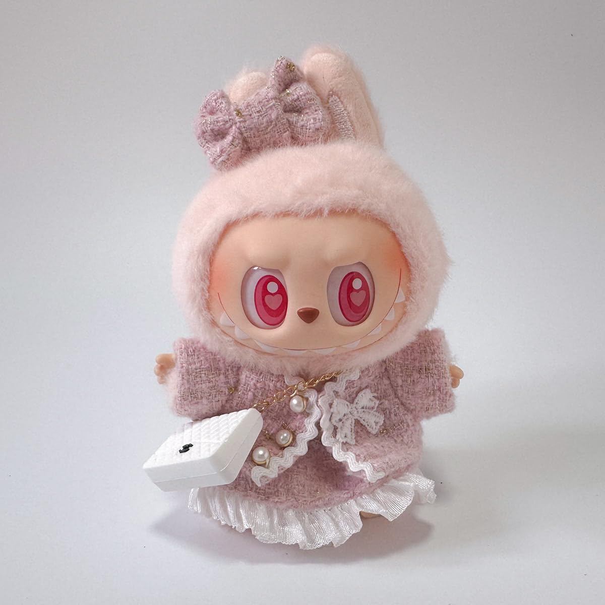 Labubu Clothes for Doll, 4-Piece Labubu Outfit and Accessories for 6.7 Inches (17 cm) Doll, Feminine Chic Outfits for Labubu 